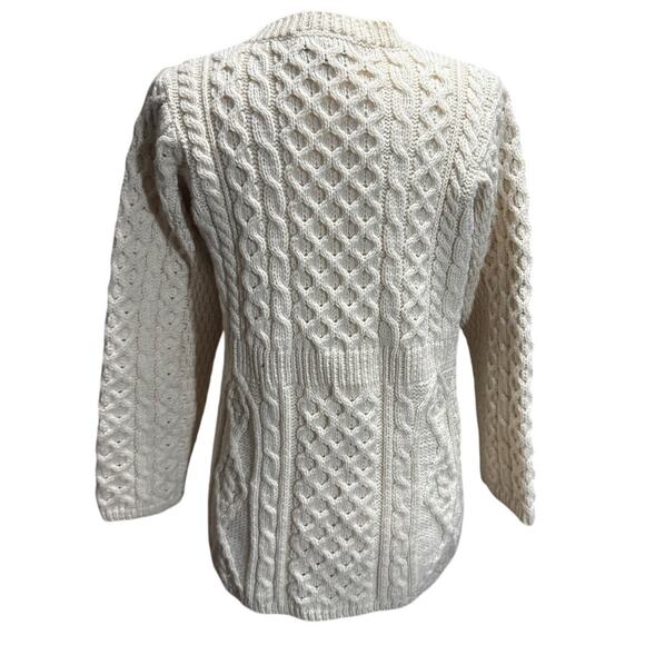 Carrig Donn Irish Cardigan Sweater 100% Merino Wool Cream Size Medium Estimate - Picture 2 of 4